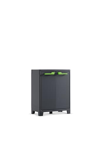 Keter Moby Low Indoor Garage Utility Multi purpose Cabinet - Graphite Grey