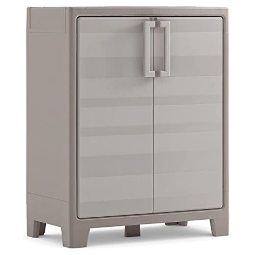Keter Gulliver Low Indoor Garage Utility Multi Purpose Cabinet - Beige/Sand