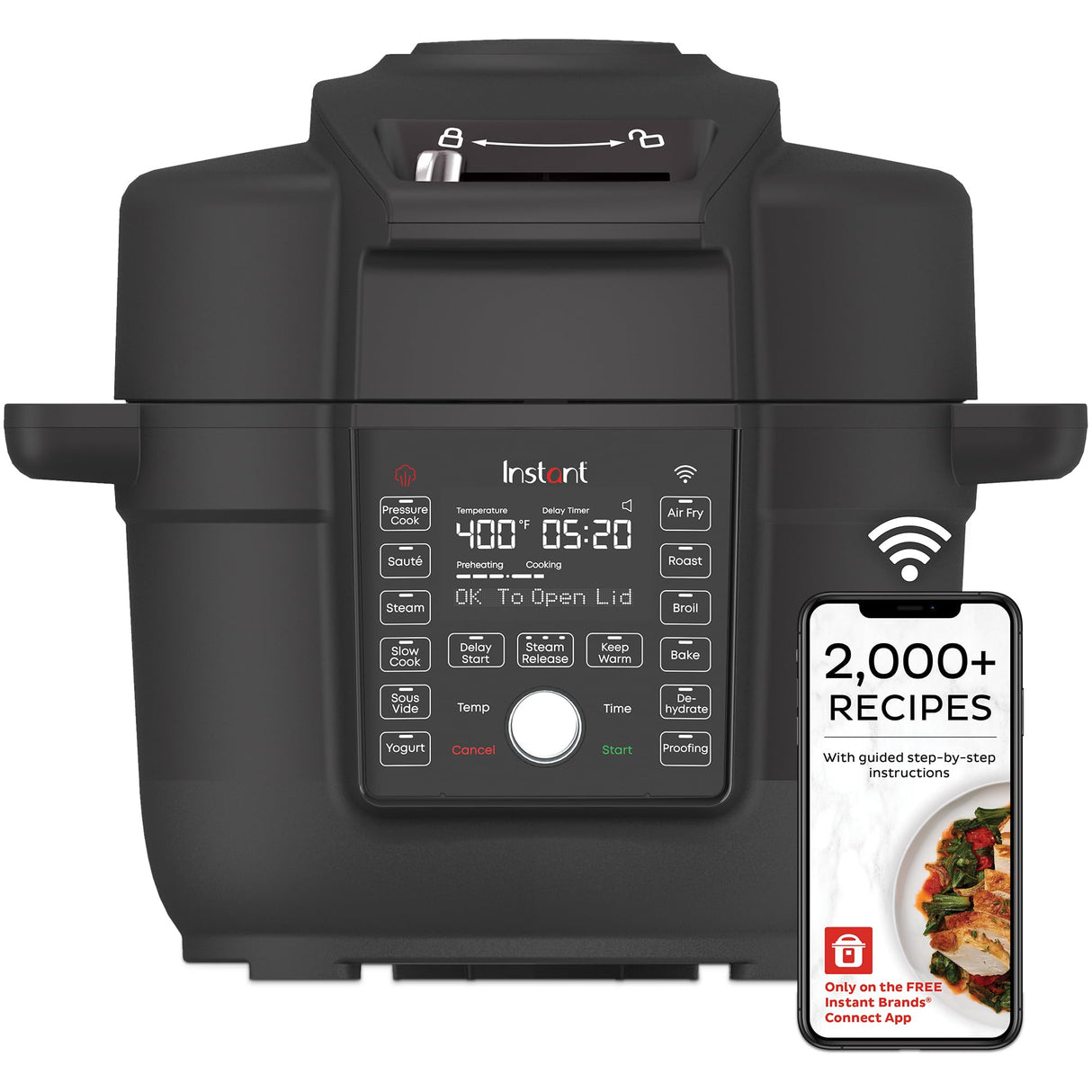 Instant Pot 6.5 Quart Duo Crisp Ultimate Lid with WIFI, 13-in-1 Air Fryer and Pressure Cooker Combo, Saut←, Slow Cook, Bake, Steam, Warm, Roast, Dehydrate, Sous Vide, & More, Includes App with Recipes