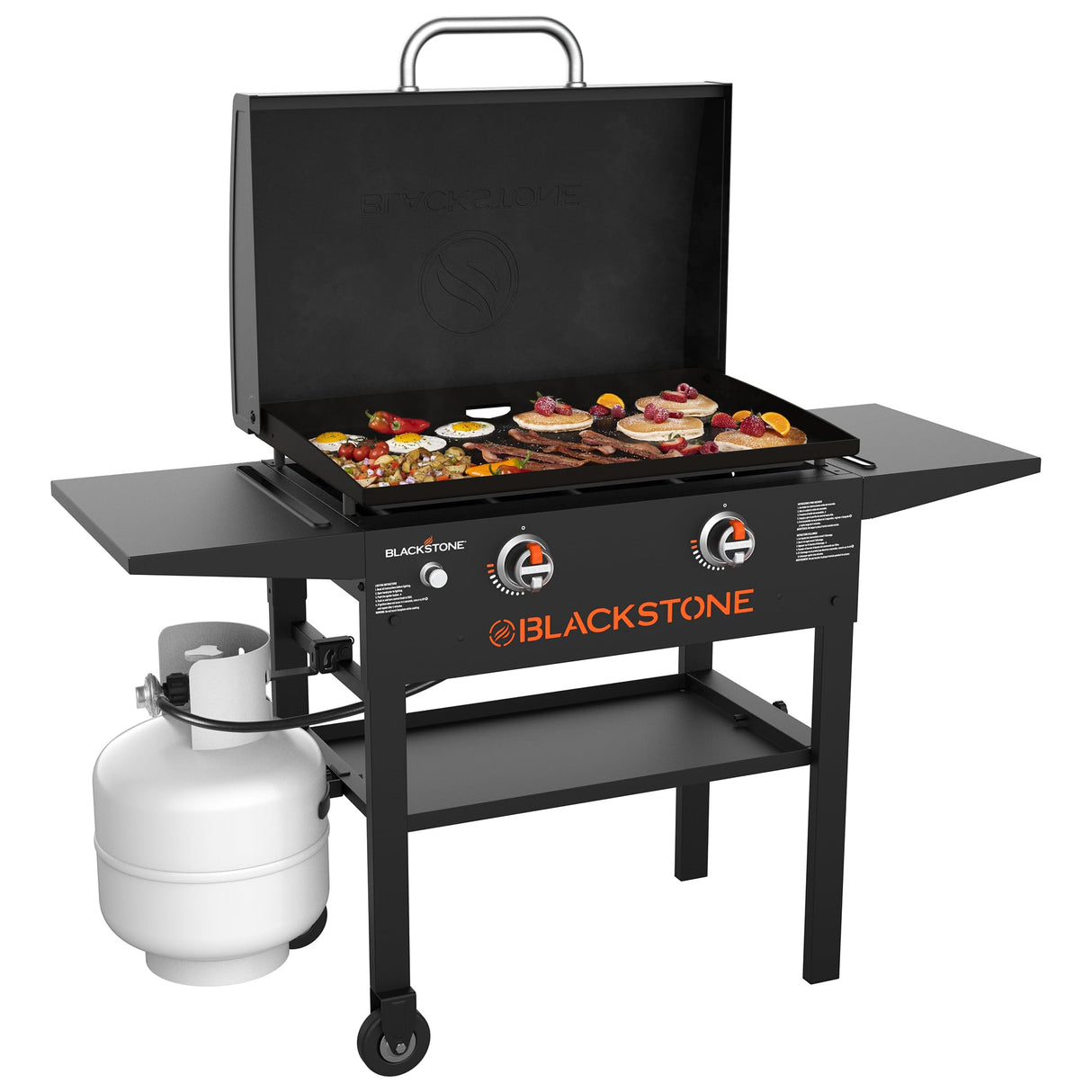 Blackstone 1883 Gas Hood & Side Shelves Heavy Duty Flat Top Griddle Grill Station for Kitchen, Camping, Outdoor, Tailgating, Countertop 28 inch Black