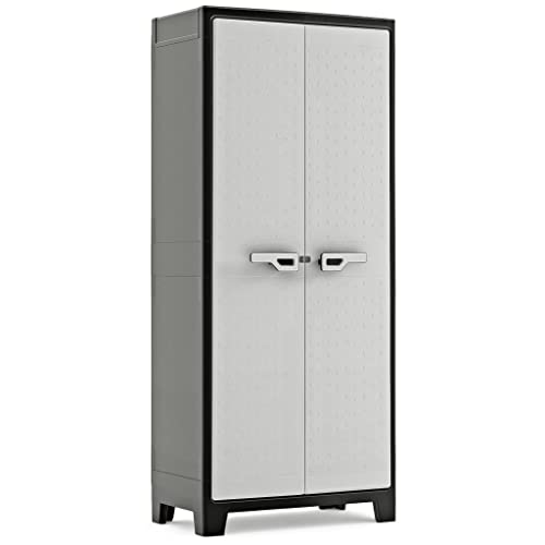 Keter Titan High Indoor Garage Utility Multi purpose Cabinet - Black-Grey