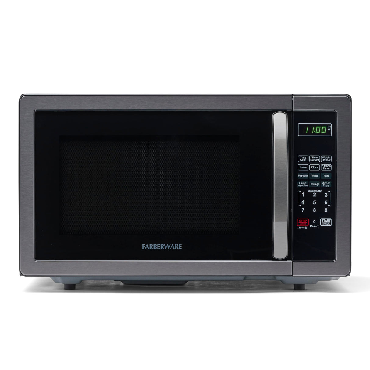 Farberware Countertop Microwave 1000 Watts, 1.1 cu ft - Microwave Oven With LED Lighting and Child Lock - Perfect for Apartments and Dorms - Easy Clean Black Stainless Steel